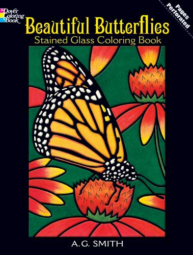 beautiful butterflies stained glass coloring book  dover books
